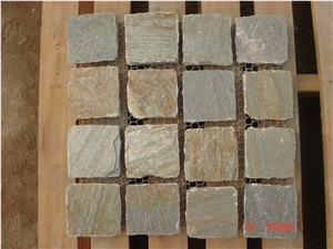 Beige Slate Mesh Back Pavers on Mesh