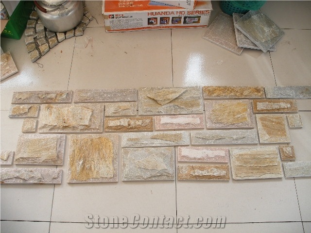 Beige Slate Mushroom Stone Wall Panel