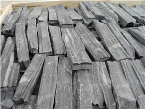 Black Slate Loose Wall Stone, Irregular Castle Stone Wall Cladding Tiles