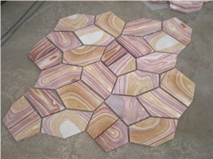 Flagstone Back Mesh, Wooden Stripe Flagstone Floor Covering