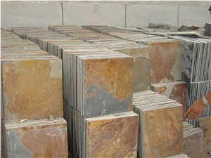 Natural Dark Rusty Slate Stone Floor Covering Tile, Rusty Flooring Slate Tile