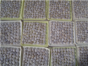 Natural Pebble River Stone Pavers on Mesh