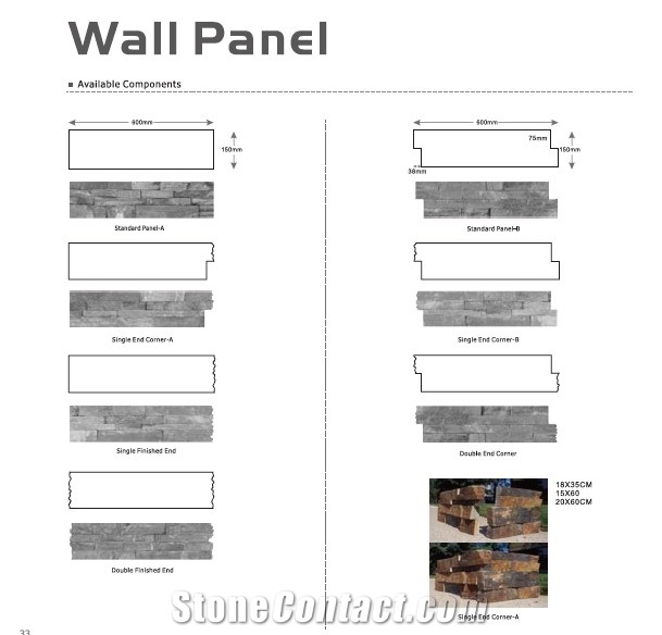 Natural Slate Cement Ledgestone Panel, Slate Cultured Stone