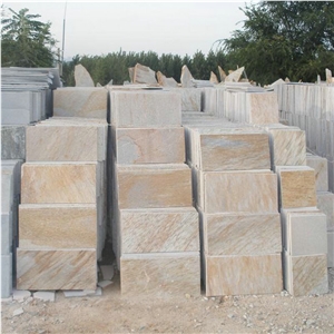 P014 Yellow Quartzite Flooring Tiles, Yellow Quartzite Floor Covering