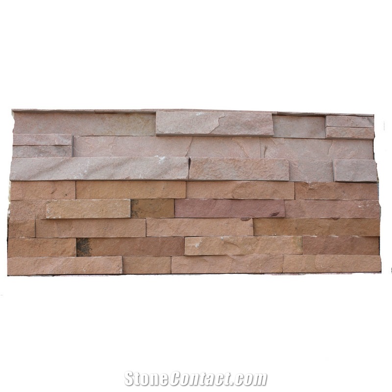 Purple Sandstone Wall Decoration Cultured Stone Tiles Panel