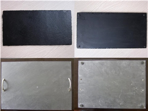 Slate Serving Tray with Stainless Steel Handles