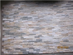 Stacked Culture Stone Slim Panels, Beige Ledgestone Brick Wall Cladding