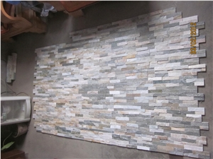 Stacked Culture Stone Slim Panels, Beige Ledgestone Brick Wall Cladding