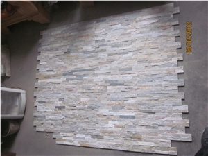 Stacked Culture Stone Slim Panels, Beige Ledgestone Brick Wall Cladding