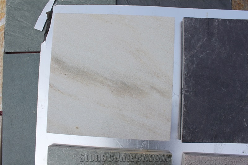 White Quartzite Stone Tile Floor Covering