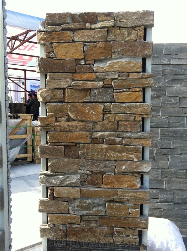 Rusty Culture Stone with Cement Yellow Quartzite Cultured Stone