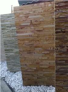 Slate with Annual Ring, China Yellow Slate Wall Cladding
