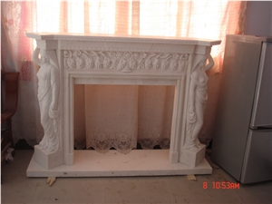 Simple Design Beige Crema Marfil Marble Fireplaces
