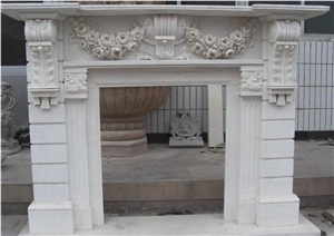 Simple Design Beige Crema Marfil Marble Fireplaces