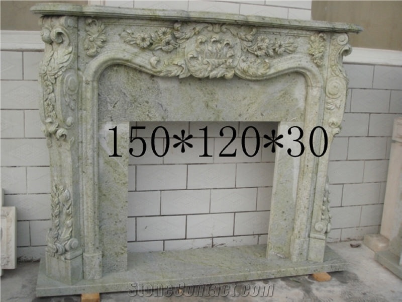 Simple Design Beige Crema Marfil Marble Fireplaces