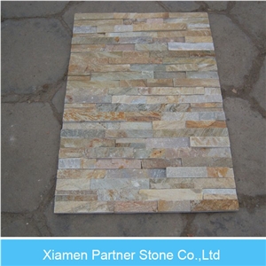 Yellow Wood Grain Type Z and S Shape Culture Stone, Yellow Slate Cultured Stone