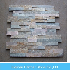 Yellow Wood Grain Type Z and S Shape Culture Stone, Yellow Slate Cultured Stone
