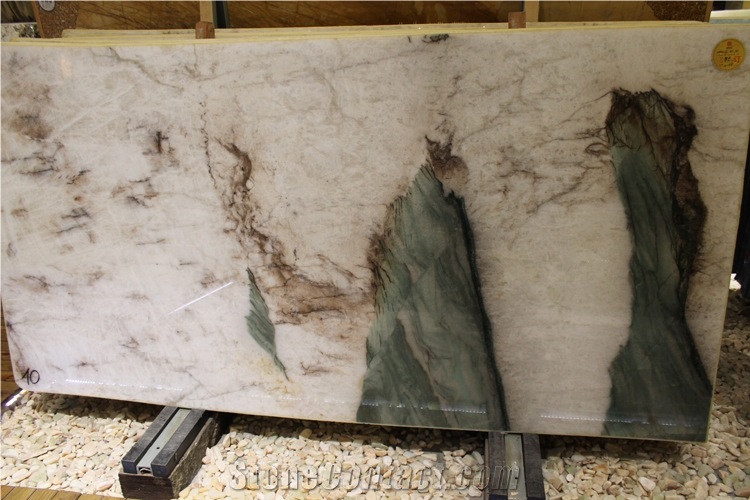 Icy Green Onyx Slab, Iran Green Onyx