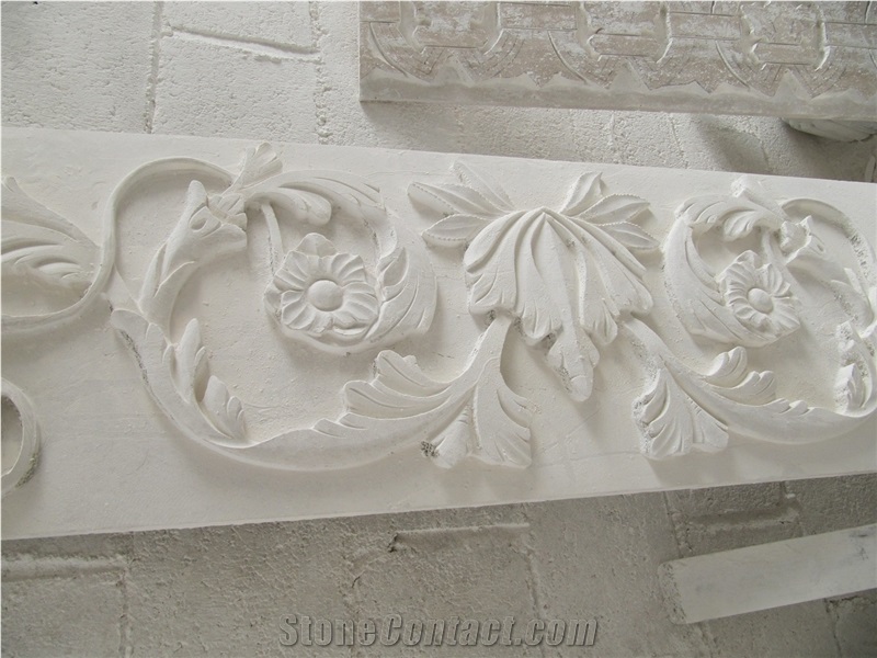 Limestone Hand Carved Wall Relief, White Limestone Wall Reliefs