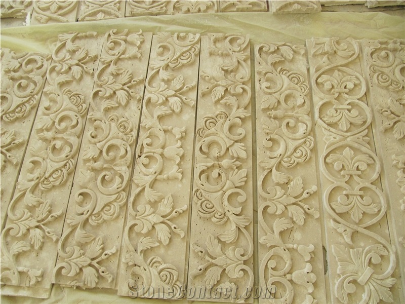 Limestone Hand Carved Wall Relief, White Limestone Wall Reliefs