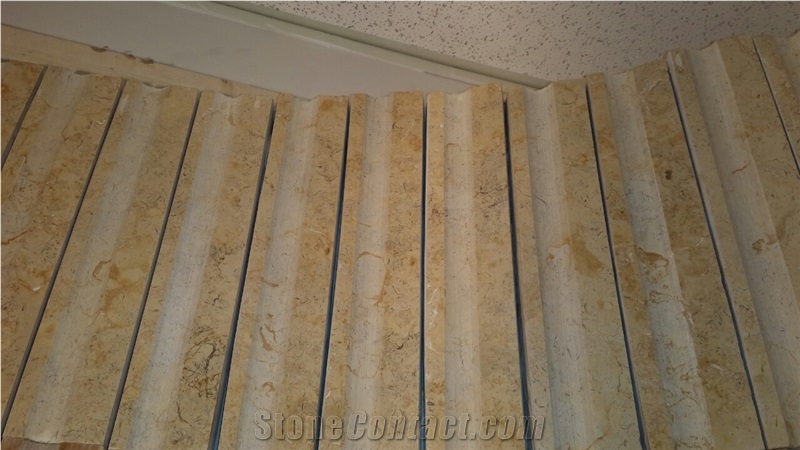 Veneer Curved Wall Tiles, Yellow Limestone Wall