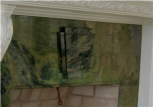 Golden Lightning Granite Raised Keystone Fireplace