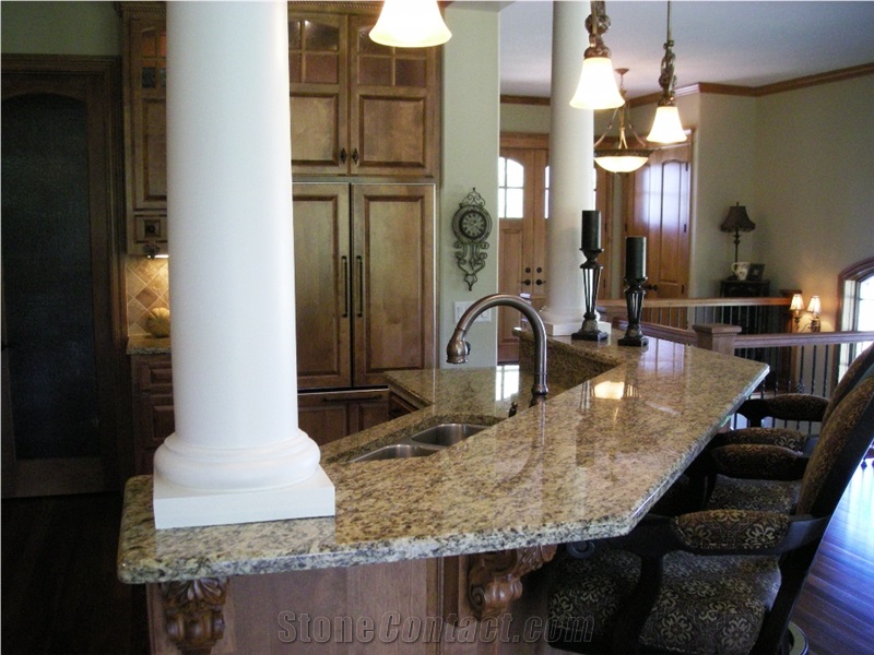 Juparana Santa Cecilia Granite Countertop, Giallo Santa Cecilia Yellow Granite Countertops