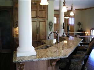 Juparana Santa Cecilia Granite Countertop, Giallo Santa Cecilia Yellow Granite Countertops