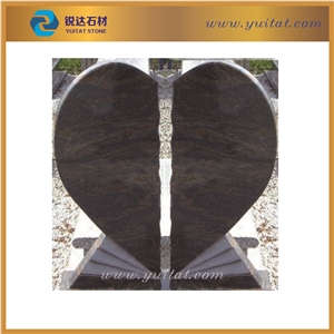 American Style Heart Shape Brown Tombstone for Cemetery, Fujian Quarry and Factory Owner Direct Supplys Cheap Price Russian/European/Poland Tombstone