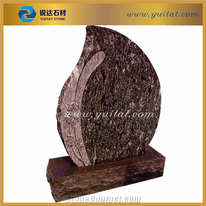 American Style Tombstone, Polished Brown Tombstone, Cemetery Brown Granite Tombstone