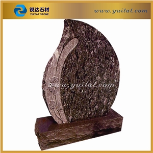 American Style Tombstone, Polished Brown Tombstone, Cemetery Brown Granite Tombstone