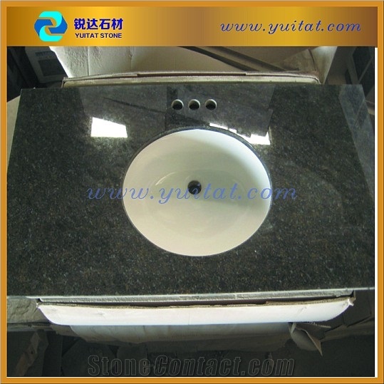 Cheapest Price High Quality Butterfly Blue Bathroom Vanity Top with Single/Double Under Mount Sink