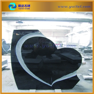 Factory Supply Granite Tombstone American Style Heart Tombstones and Black Monuments for Cemetery, China Black Granite Heart Tombstones Factory Supply Granite Tombstone American Style Heart Tombstones and Black Monuments for Cemetery, China Black Granite Heart Tombstones