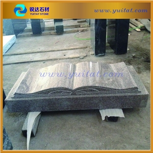 North American Style Grey Granite Book Tombstone, Grey Granite Monument & Tombstone