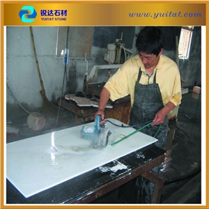 Polished Non-Porous Pure White Crystal Glass Slab,Crystallized Glass Panel