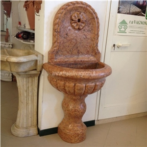 Wall Mounted Fountain in Rosso Verona Marble Wall Mounted Fountain in Rosso Verona Marble