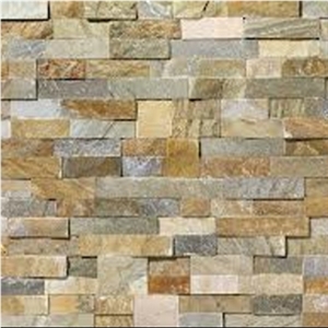 Autumn Rain Slate Stacked Stone Panel, Yellow Slate Stacked Stone
