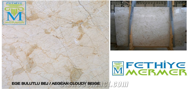 Aegean Cloudy Beige Marble Slabs & Tiles, Turkey Beige Marble