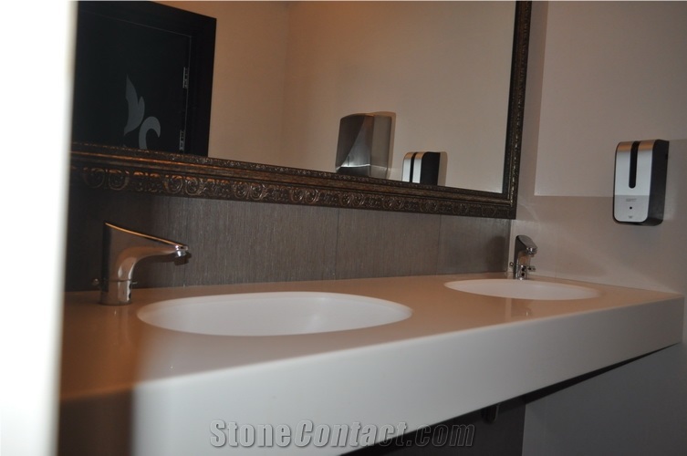 White Quartz Stone Vanity Top