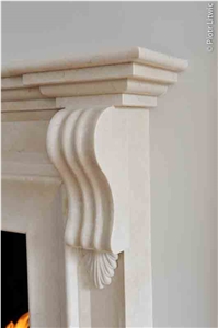 Beige Marble Fireplace Design