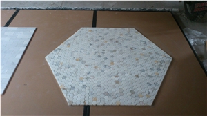 Calacatta 30mm Hexagon Polished, Italian Calacatta Latest Design-White Marble Mosaic