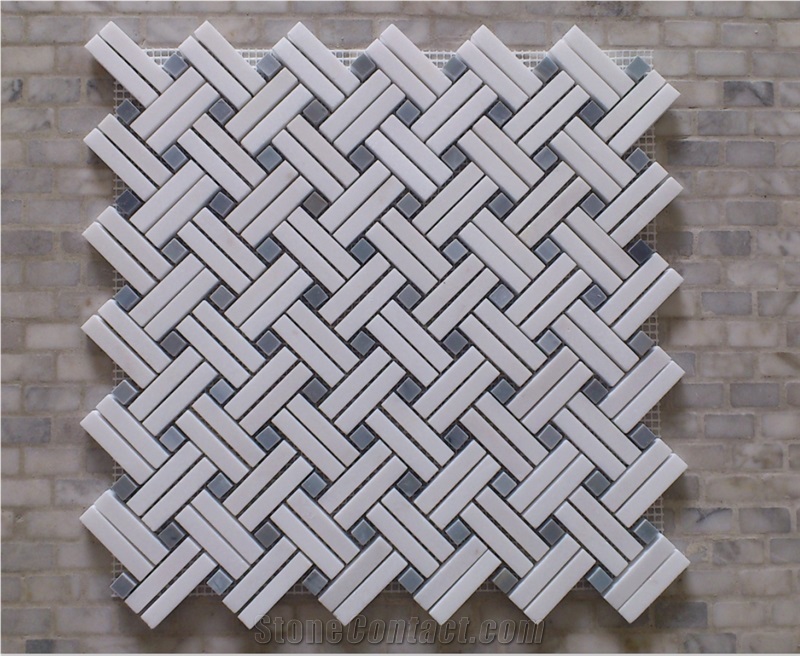 Thassos New Basketweave with Bardiglio Cn