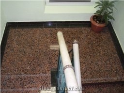 Staircase Of Granite with Anti-Strip, New Balmoral Red Granite Stairs