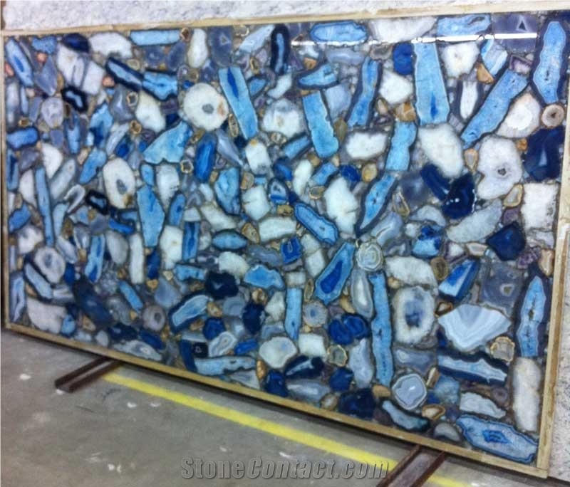 Blue Agate Semiprecious Stone Slabs