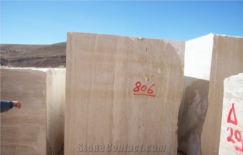 Light Noche Travertine Blocks, Kayseri Noche Travertine Block
