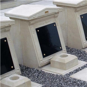 Below Ground Burial Vaults, Beige Sandstone Slant Grave