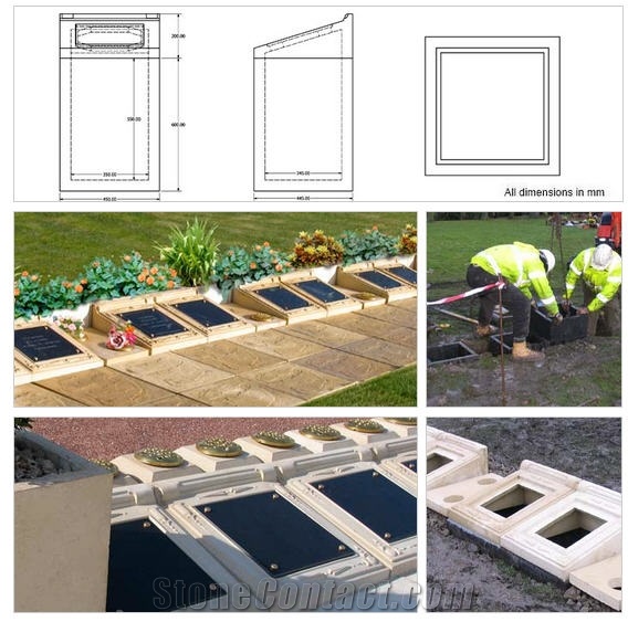 Below Ground Burial Vaults, Beige Sandstone Slant Grave