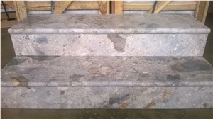 Stairs, Polished Step, Riser, Tiles, Multicolor Marble