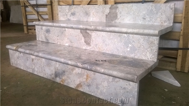 Stairs, Polished Step, Riser, Tiles, Multicolor Marble