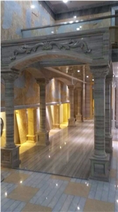 Antique Wood Marble Columns, Anitque Wood White Marble Columns
